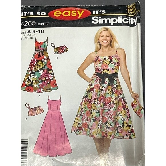 Simplicity Sewing Pattern 4265 A-Line Sleeveless Dress Clutch Easy Size A 8-18 - Picture 3 of 4